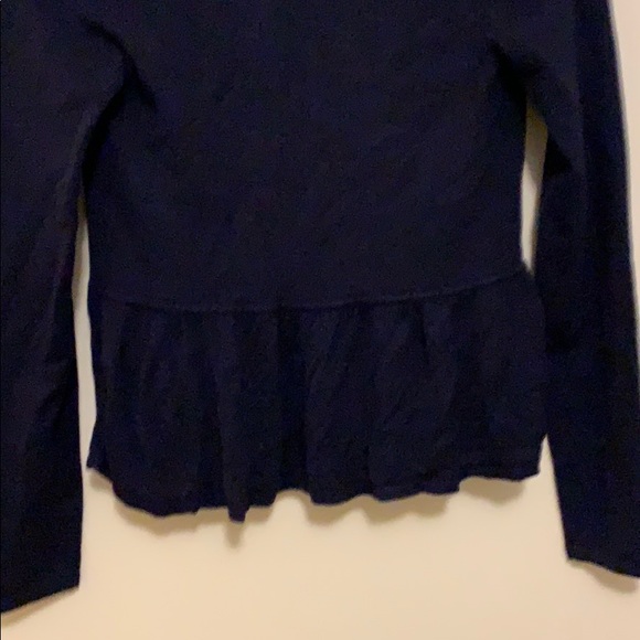 Ruffled hem cardigan. Navy blue - Picture 4 of 4
